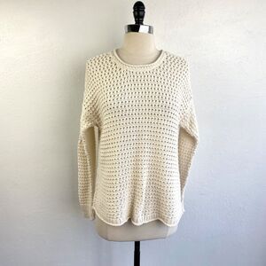 Madewell Womans White Chunky Knit Sweater Small Long Sleeve Layer Long Sleeves